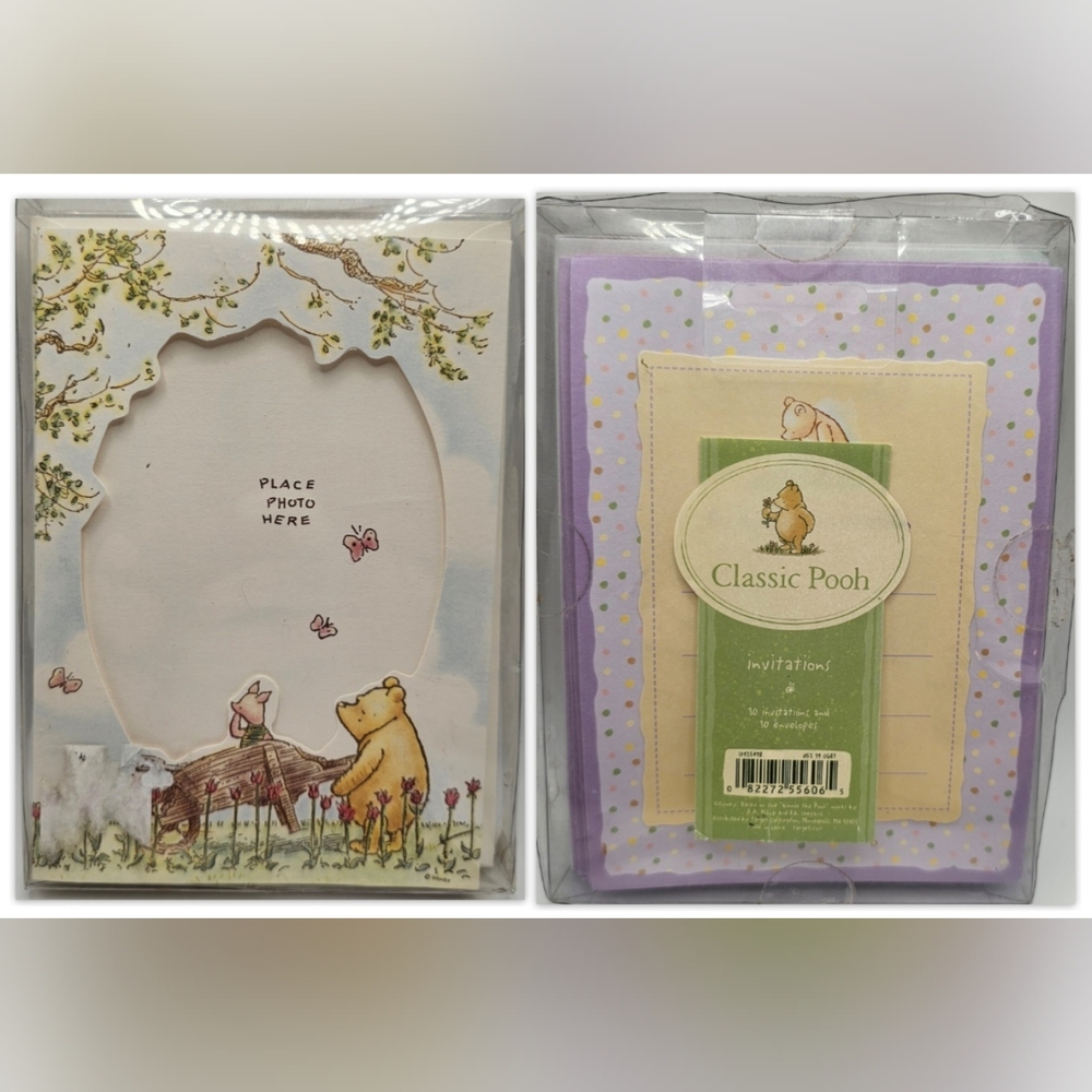 Disney Classic Pooh 10 Invitations W/ Envelopes & 8 Photo Cards W/ Envelopes